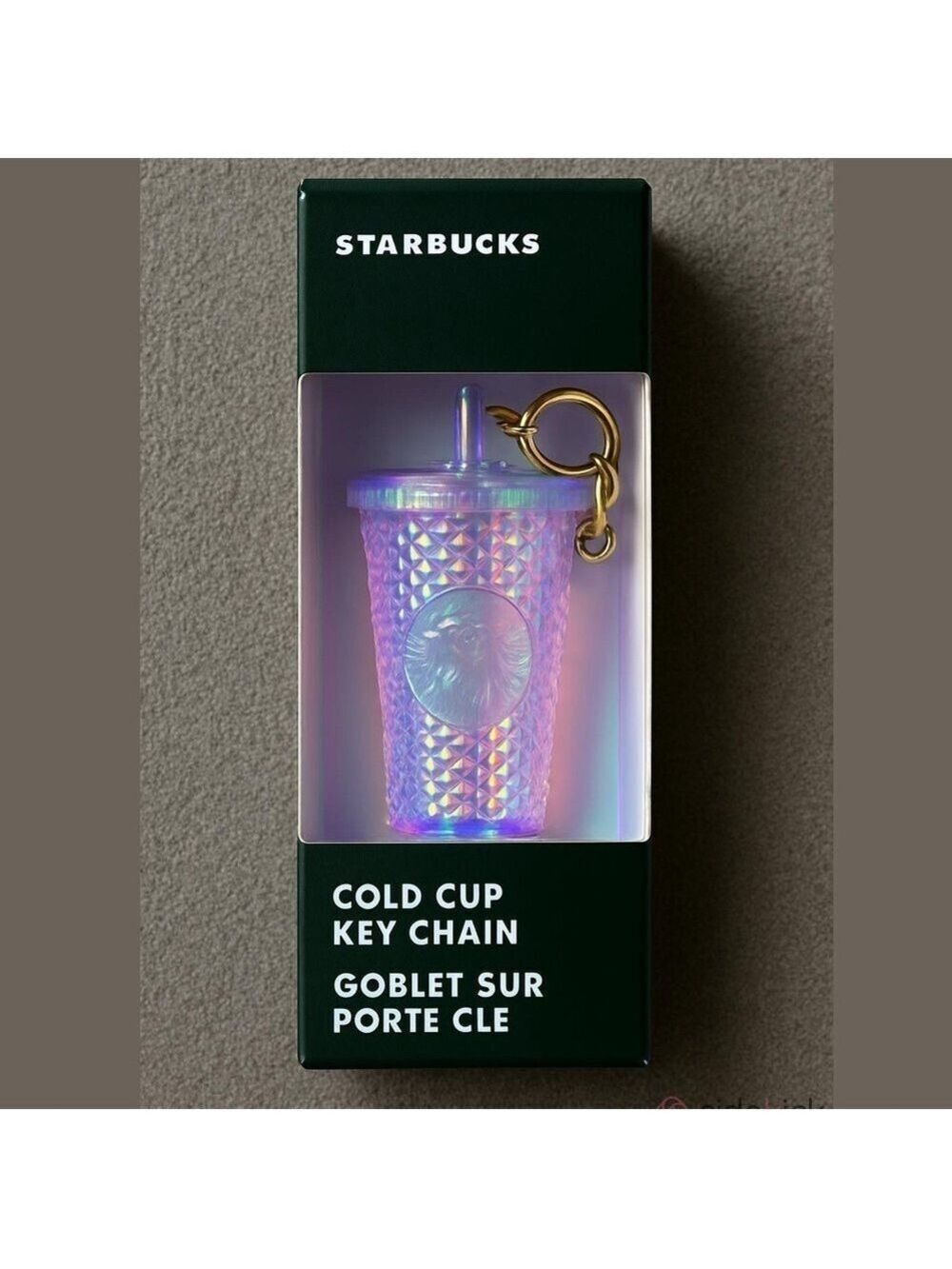 Starbucks Cold Cup Jeweled Unicorn Iridescent Studded Ornament Keychain 2023